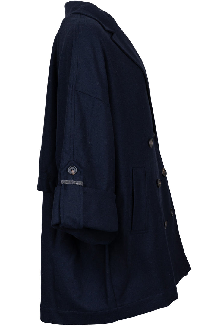 BRUNELLO CUCINELLI Manteau croisé en laine marine