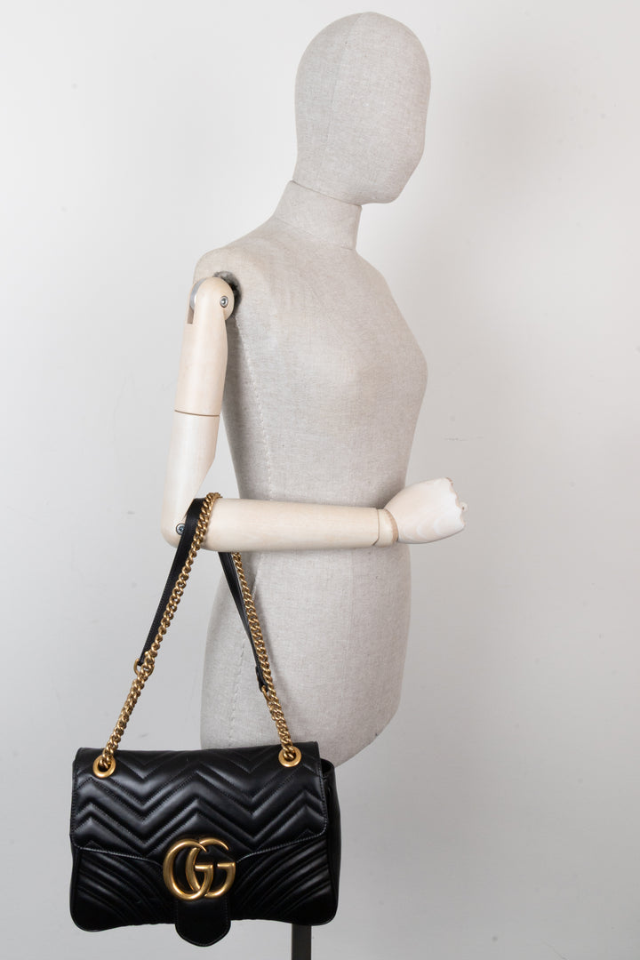 GUCCI Large Marmont Bag Leather Black