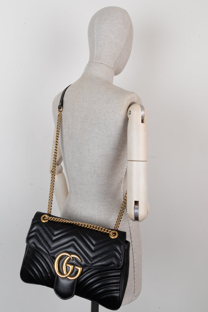 GUCCI Large Marmont Bag Leather Black