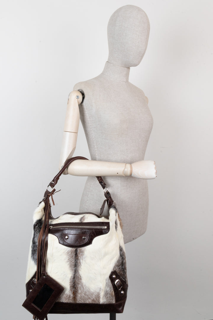 BALENCIAGA City Fur Hobo Bag