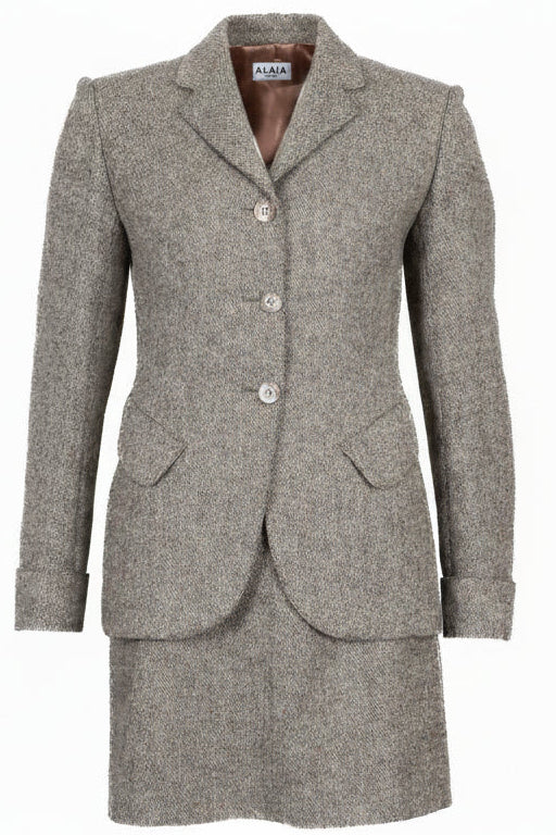 ALAÏA Two Piece Suit Tweed Beige