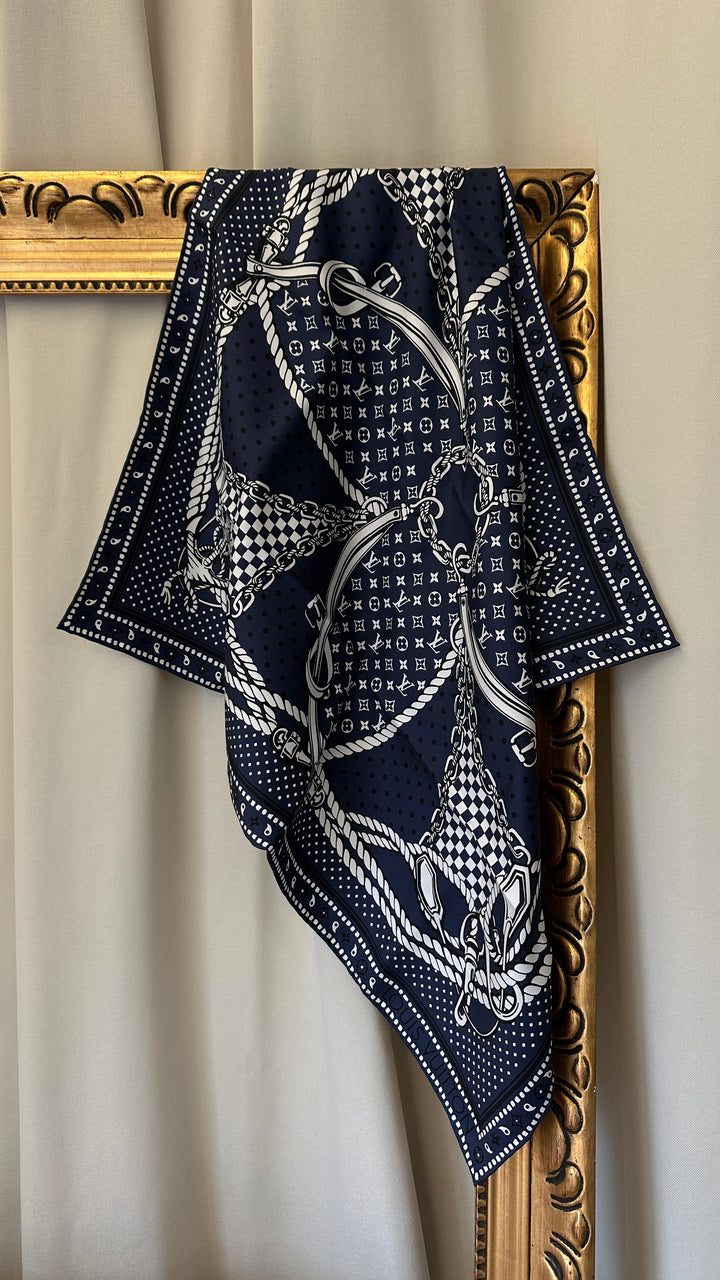 LOUIS VUITTON Sailor Bandana 65 Scarf Navy