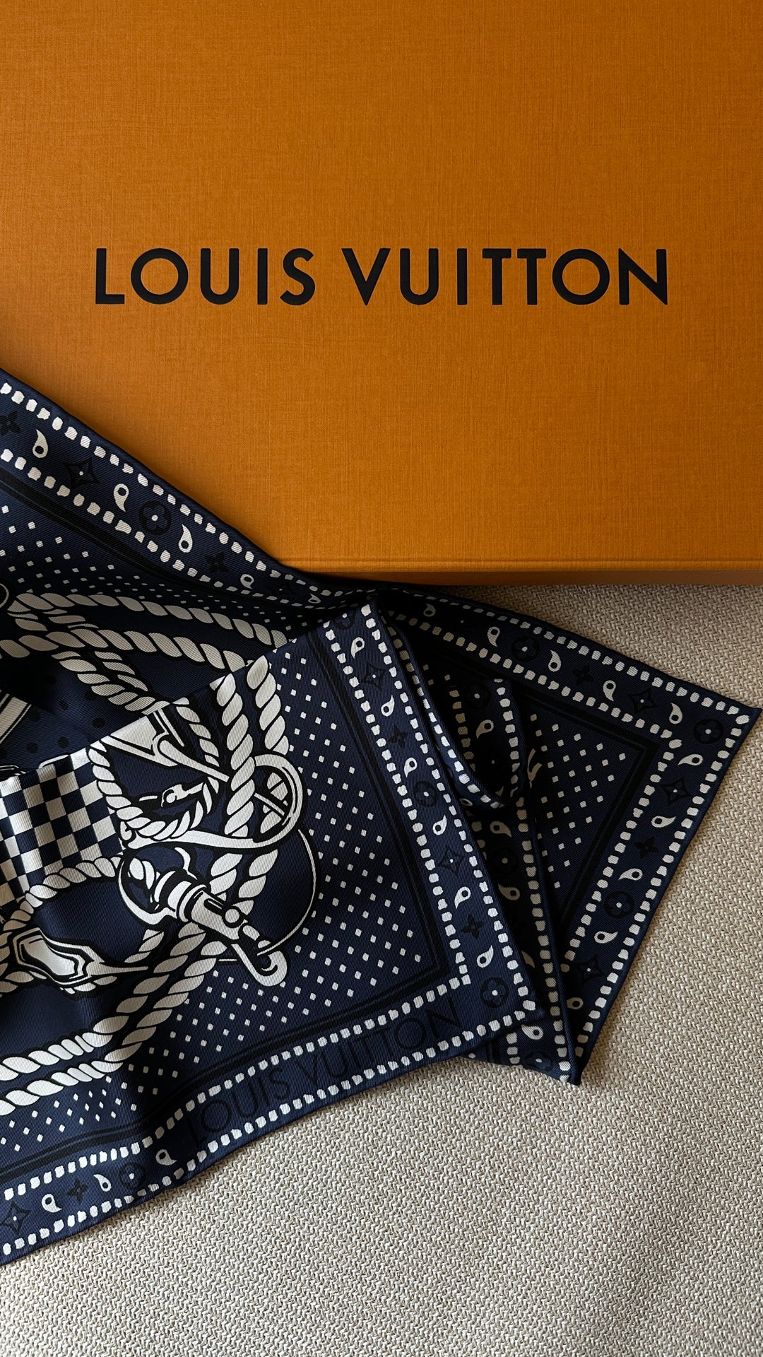 LOUIS VUITTON Sailor Bandana 65 Scarf Navy