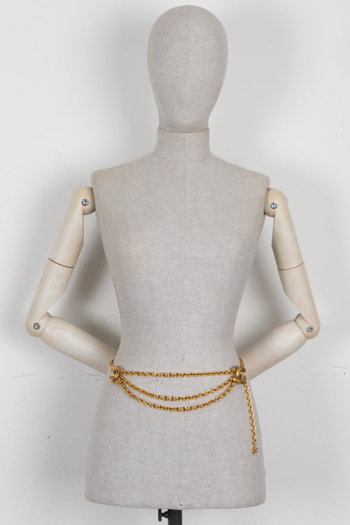 CHANEL 1980 Quilted CC Waist Belt Gold