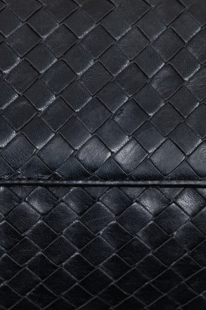 BOTTEGA VENETA Vintage Giorno Bag Intrecciato Leather Black