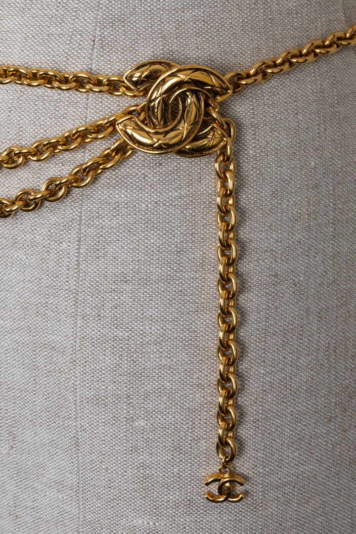 CHANEL 1980 Quilted CC Waist Belt Gold