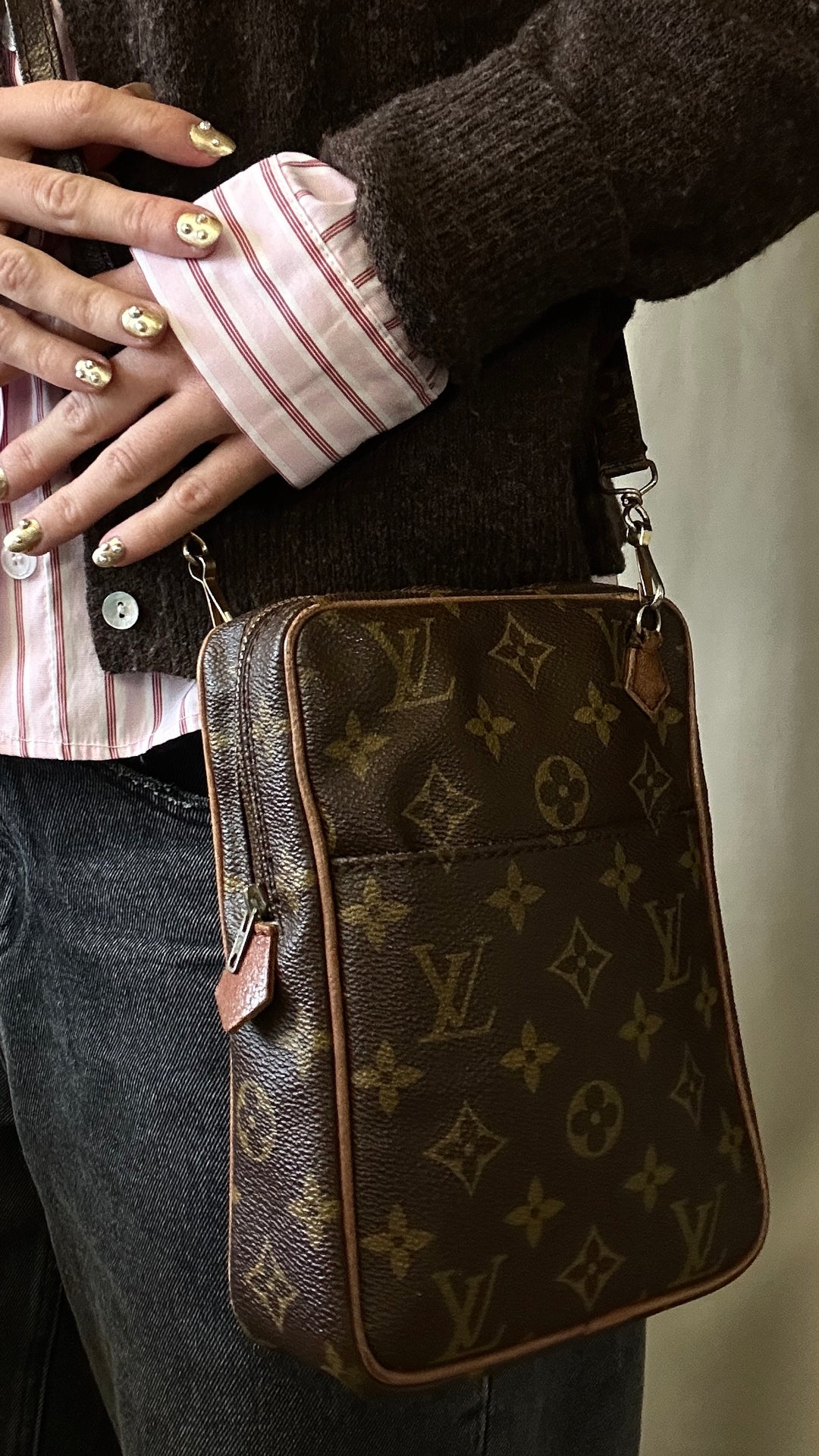 LOUIS VUITTON Danube Crossbody Bag MNG Canvas