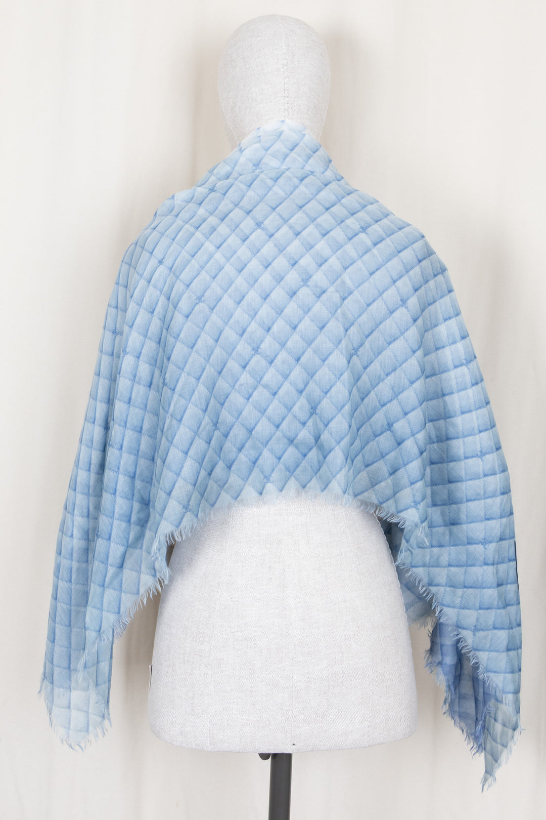 CHANEL CC Étole Écharpe Cachemire Bleu
