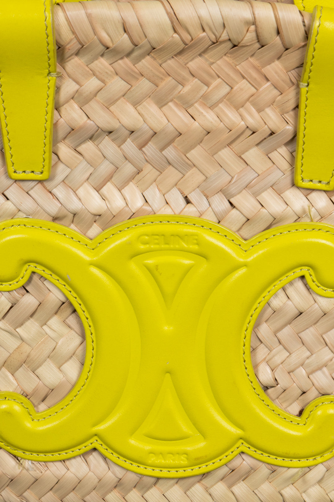 CELINE Teen Triomphe Tote Panier Raffia Leather