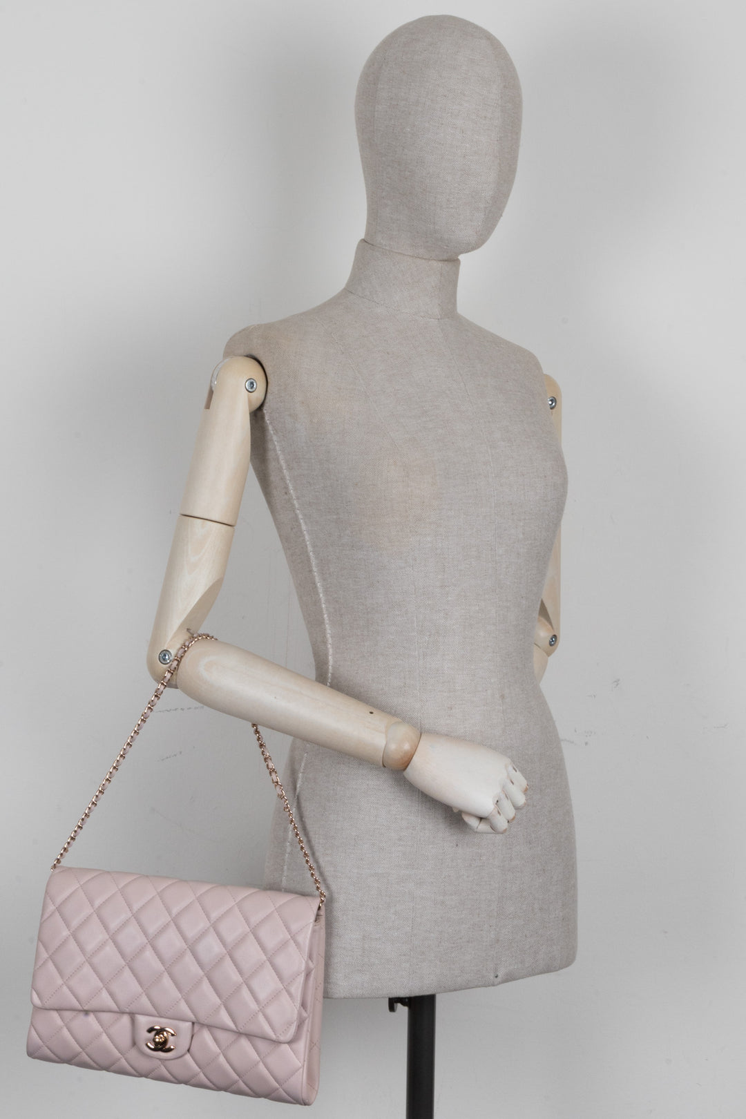 CHANEL Quilted Flap Clutch On Chain Leather Blush