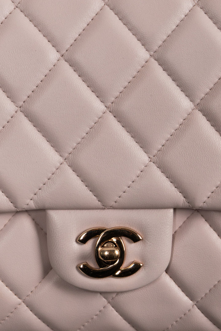 CHANEL Quilted Flap Clutch On Chain Leather Blush
