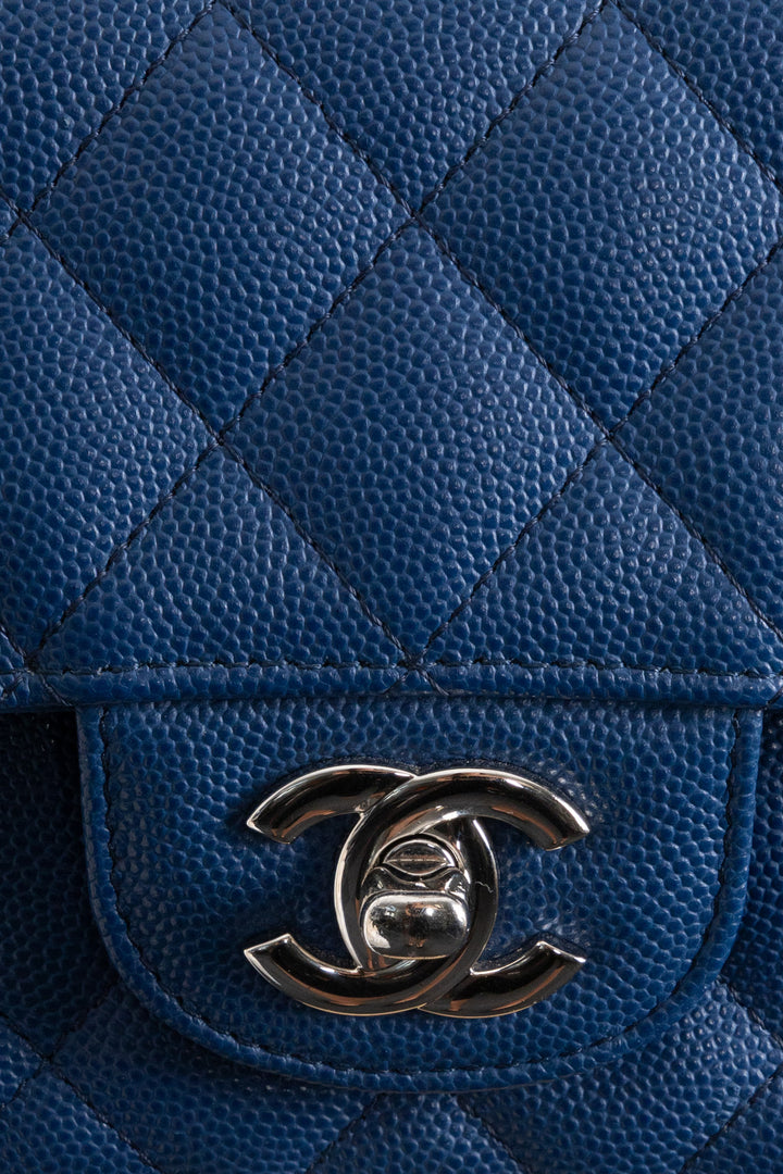 CHANEL Single Flap Bag Caviar Blue