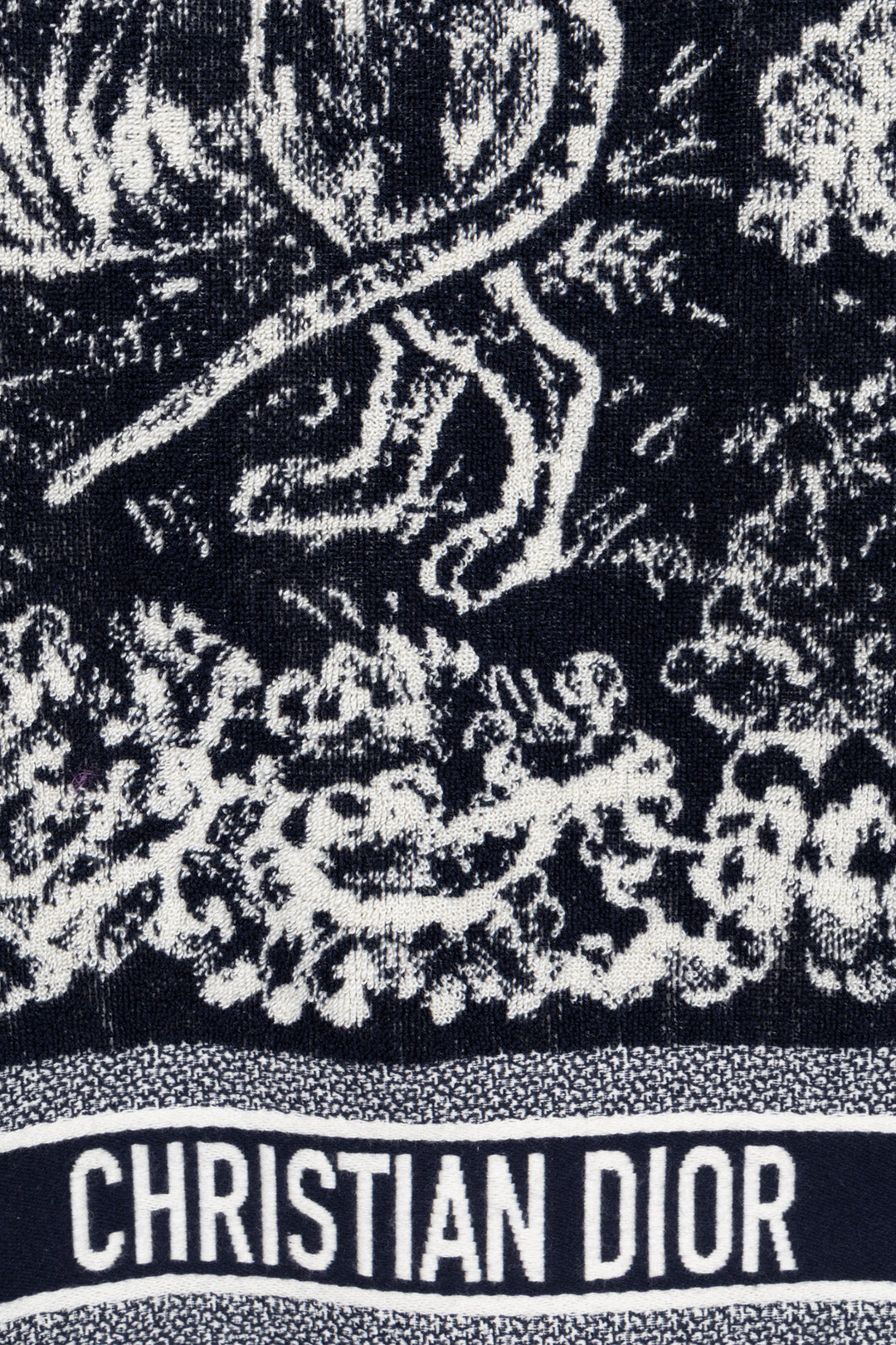 CHRISTIAN DIOR Terry Cloth Fringed Poncho Blue Toile De Jouy