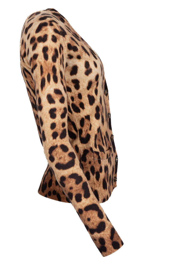 DOLCE&GABBANA Cheetah Print Cashmere Cardigan