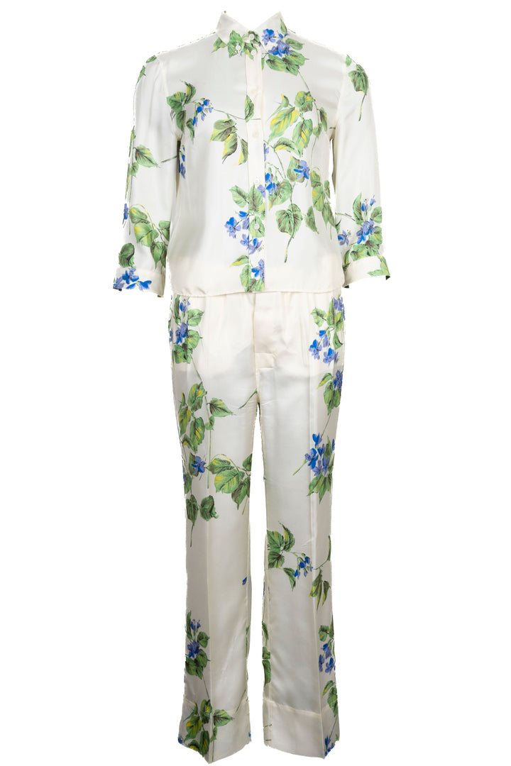 PRADA 2023 Flowers Two Piece Silk Ivory