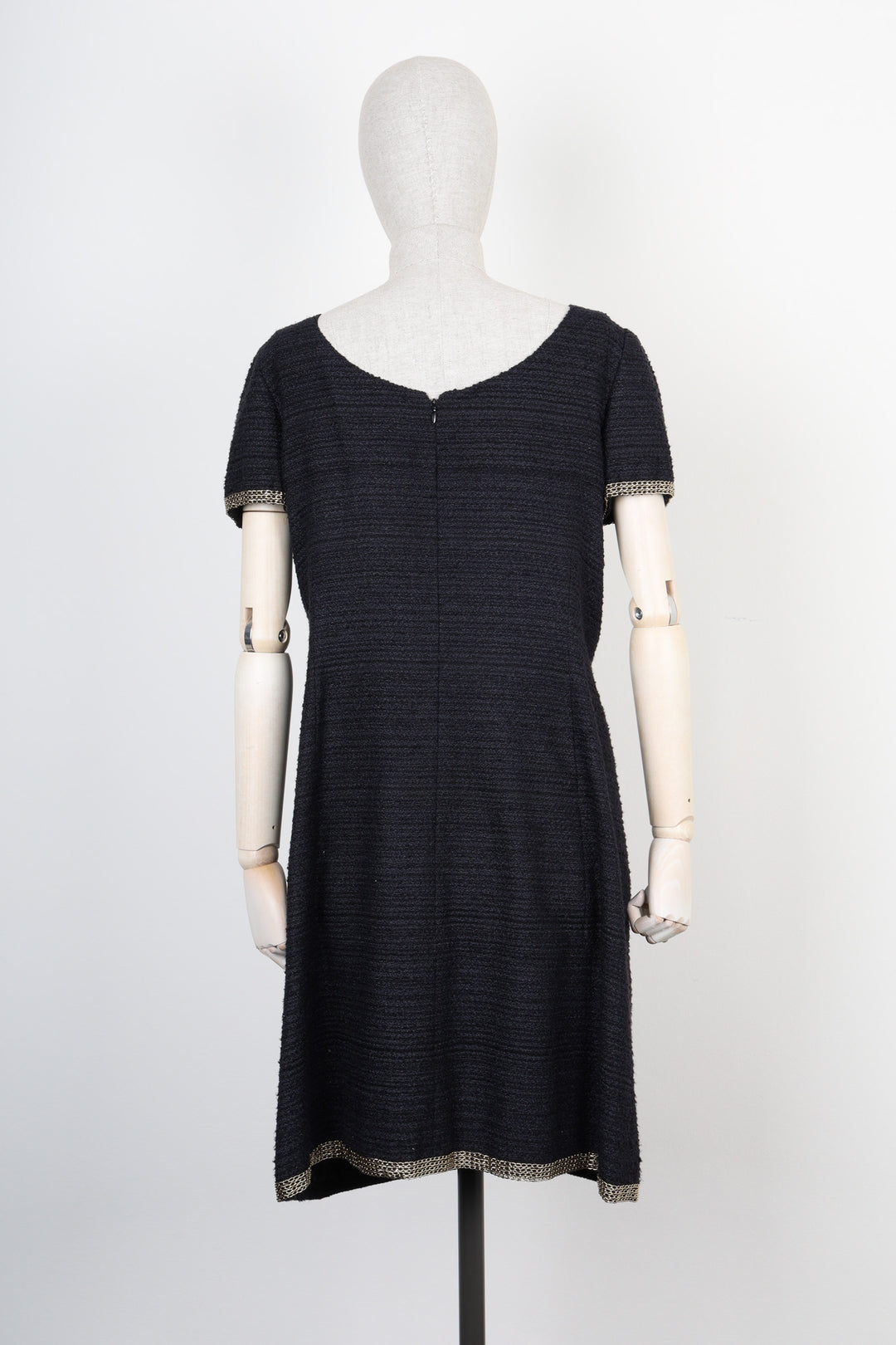 CHANEL Chain Dress Simple Tweed Black 2008