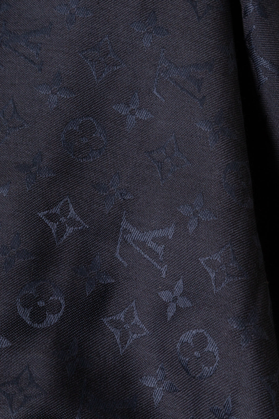 LOUIS VUITTON Écharpe à Franges Monogramme Soie Marine