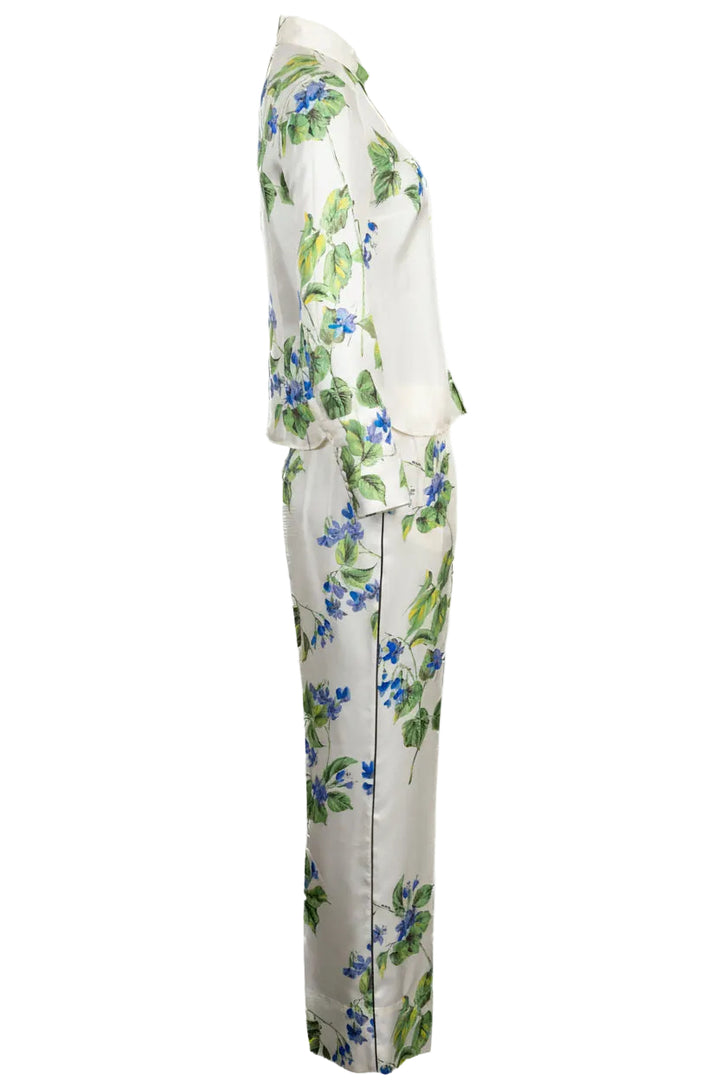 PRADA 2023 Flowers Two Piece Silk Ivory