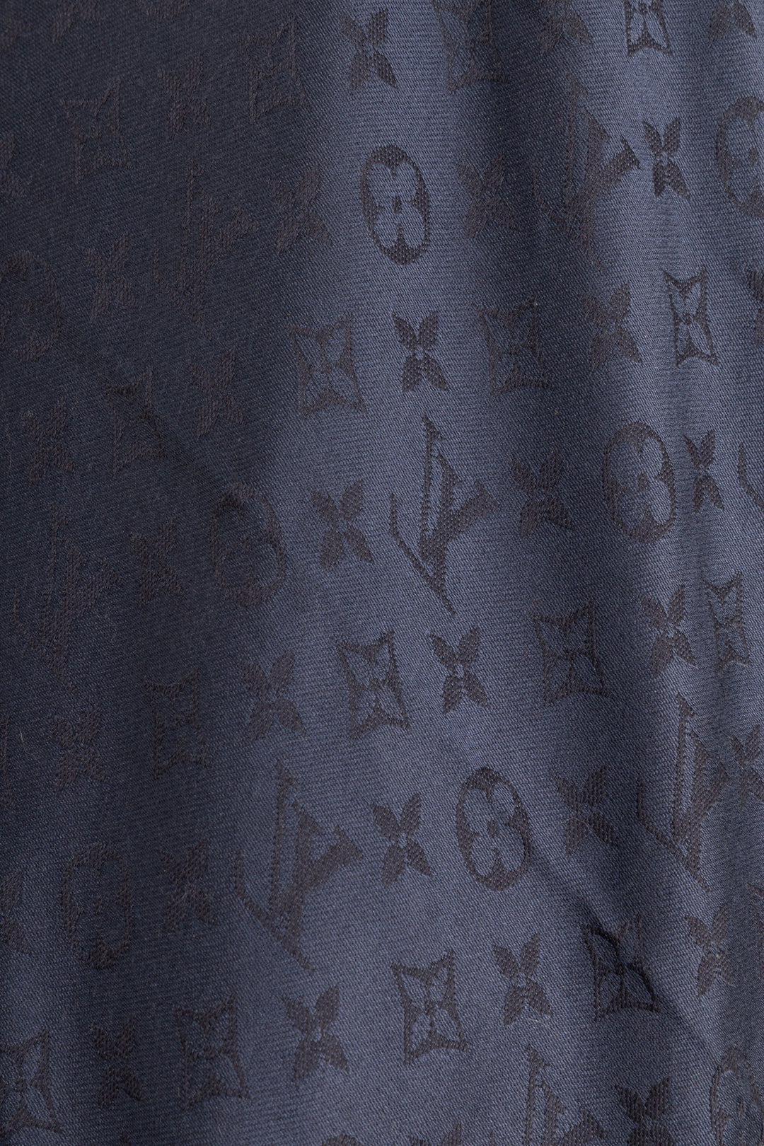 LOUIS VUITTON Écharpe à Franges Monogramme Soie Marine