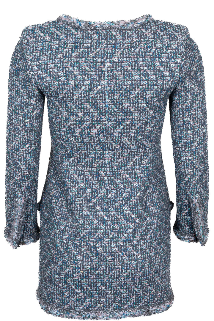 CHANEL 2005 Zip Coat Fantasy Tweed Turquoise