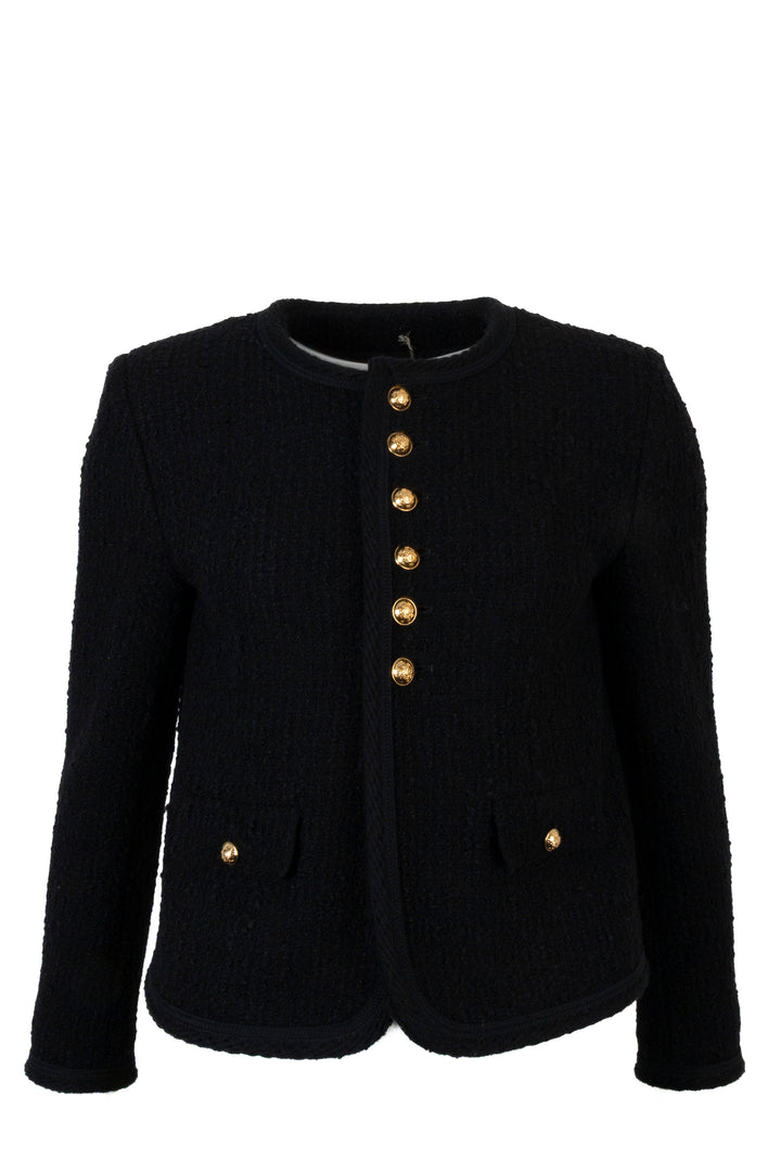 CELINE Half Buttoned Boucle Jacket Black