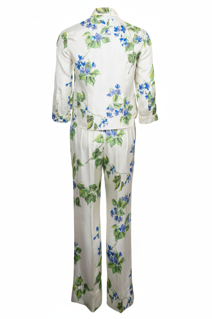 PRADA 2023 Flowers Two Piece Silk Ivory