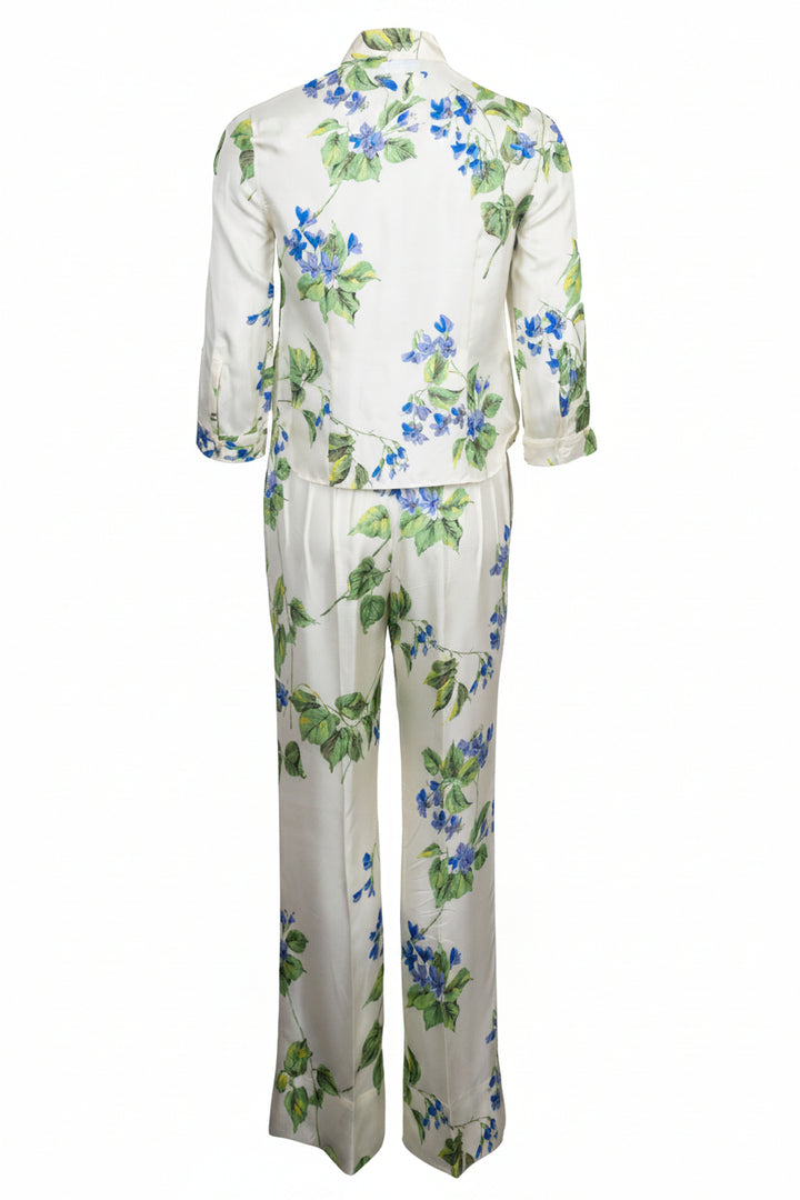 PRADA 2023 Flowers Two Piece Silk Ivory