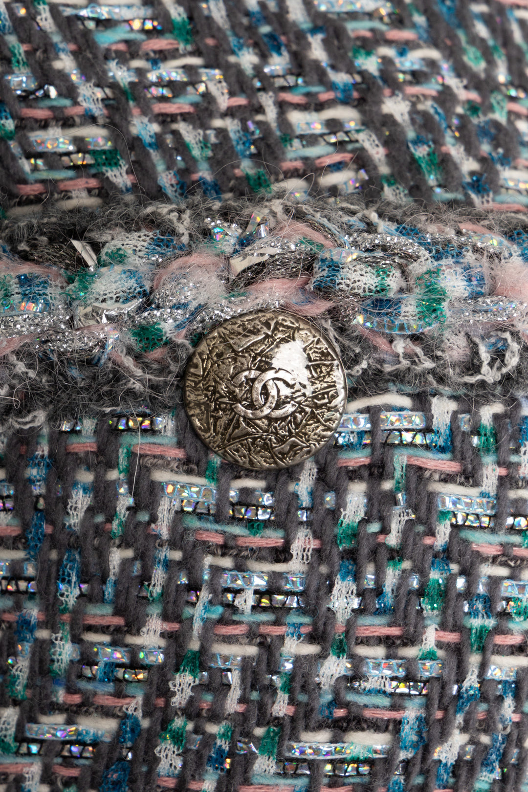 CHANEL 2005 Zip Coat Fantasy Tweed Turquoise