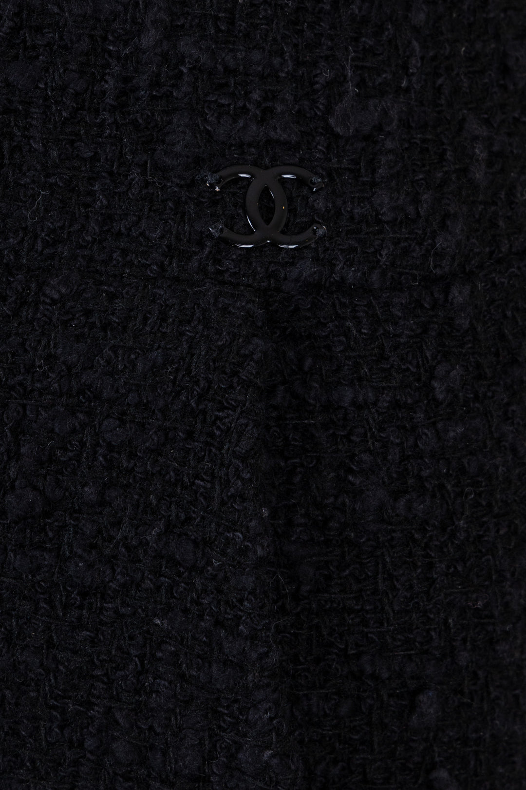 CHANEL 2007 CC Logo Pleated Skirt Tweed Black