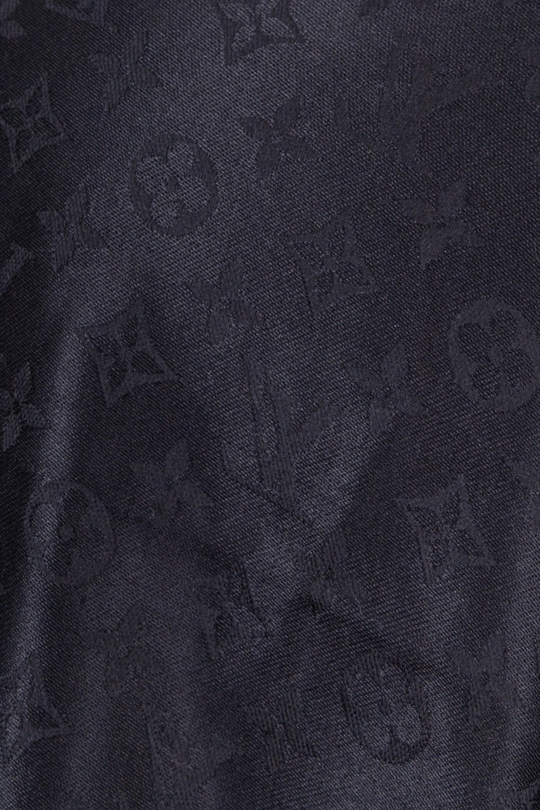 LOUIS VUITTON Fringed Scarf MNG Silk Black