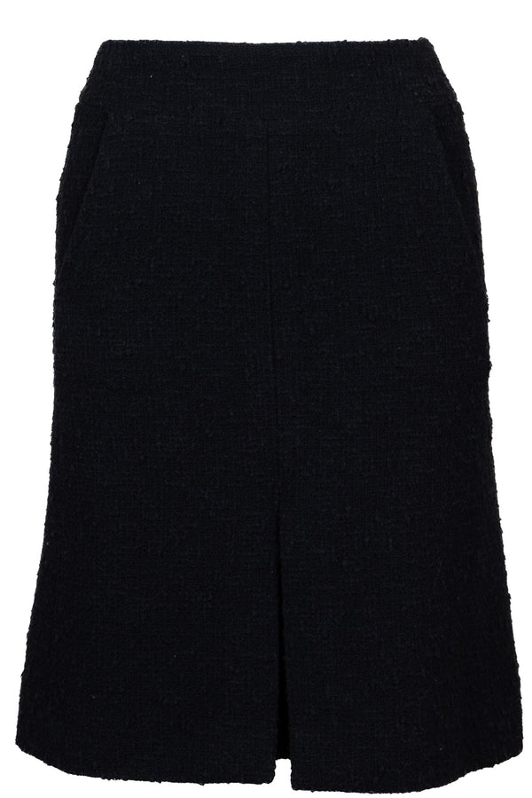 CHANEL 2007 CC Logo Pleated Skirt Tweed Black