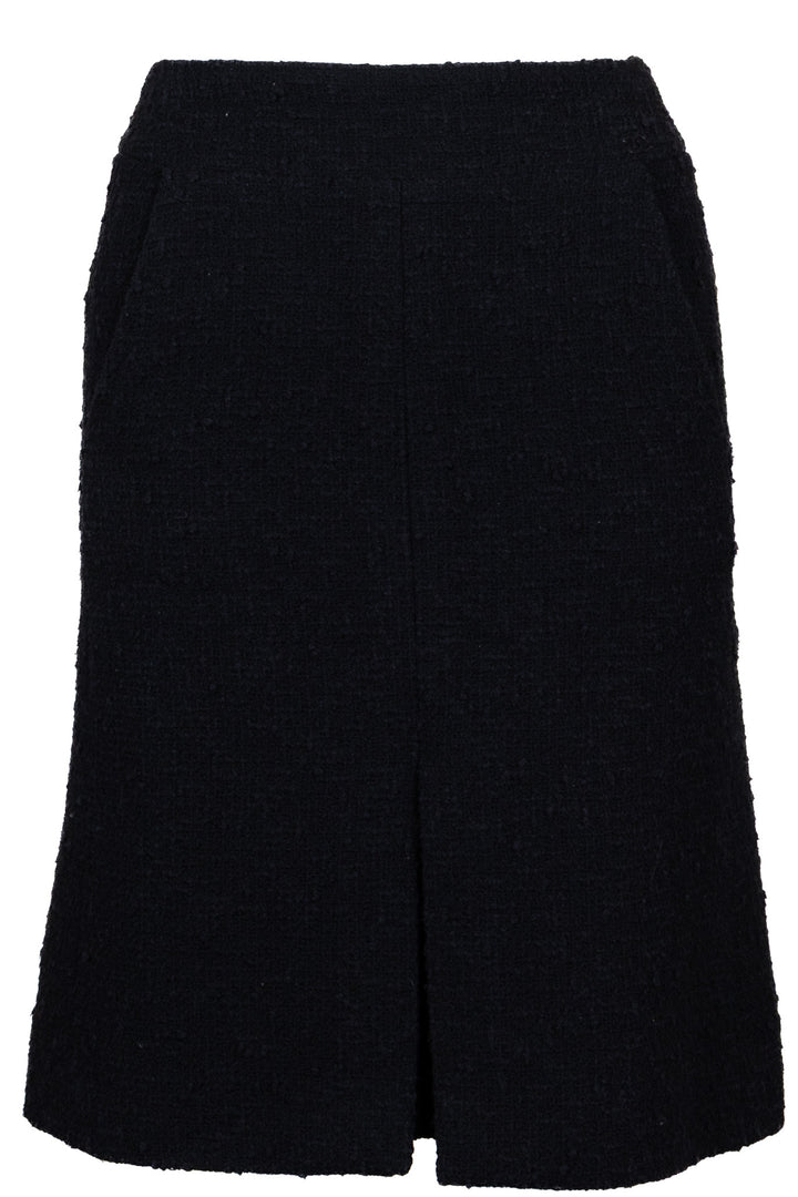 CHANEL 2007 CC Logo Pleated Skirt Tweed Black