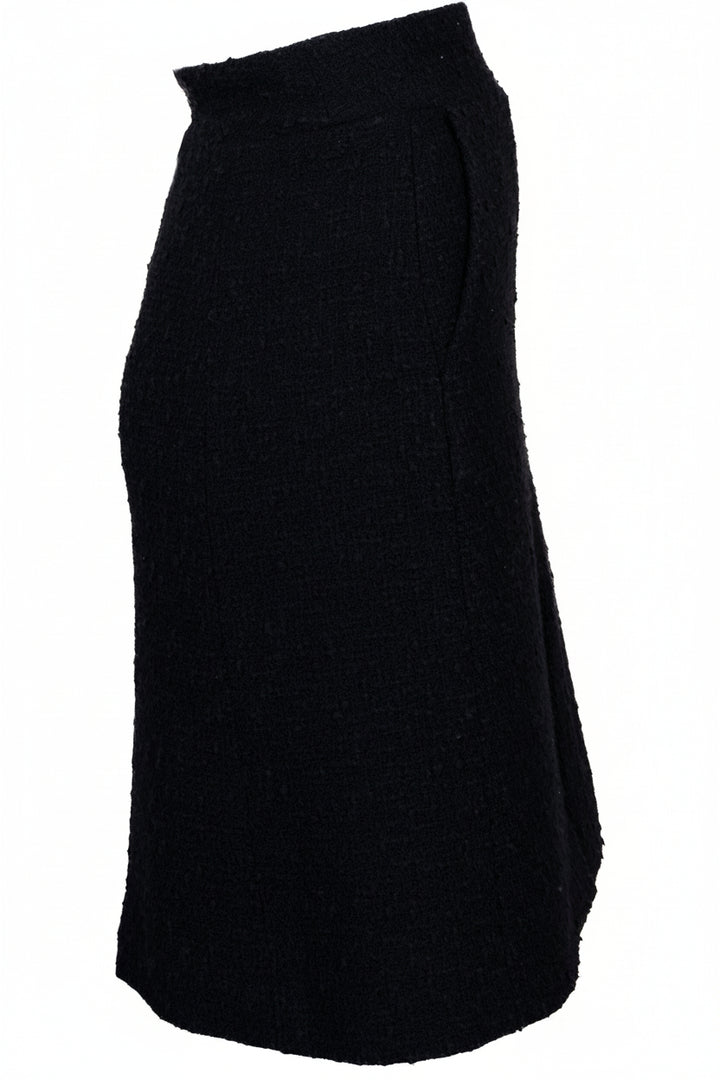 CHANEL 2007 CC Logo Pleated Skirt Tweed Black
