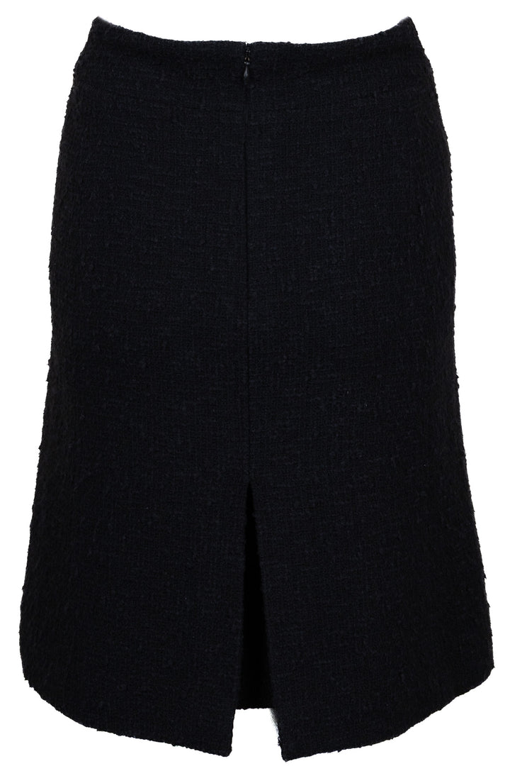 CHANEL 2007 CC Logo Pleated Skirt Tweed Black