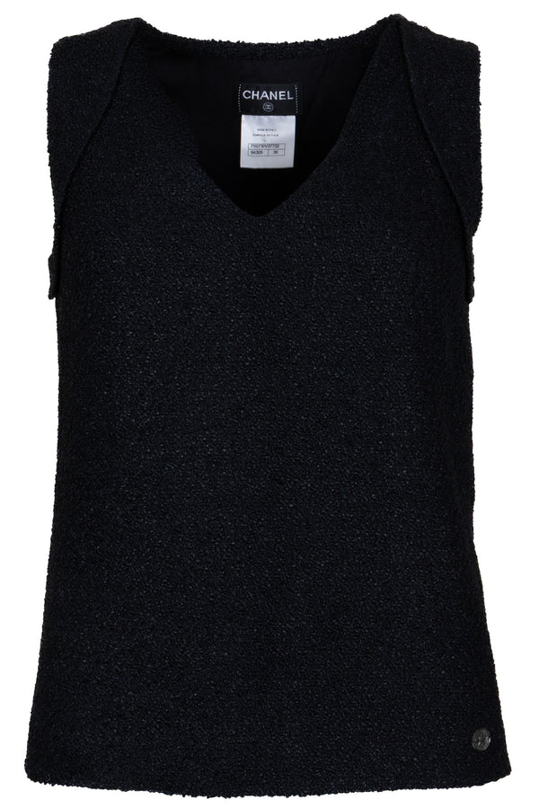 CHANEL 2014 Bouclé Top Black
