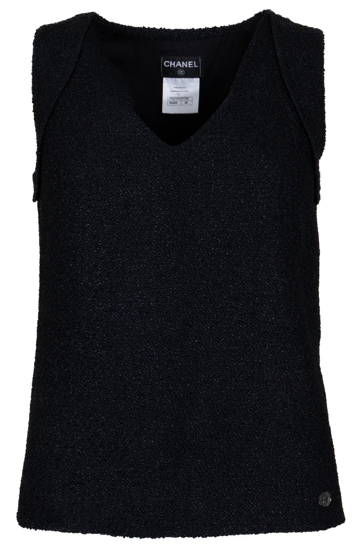 CHANEL 2014 Bouclé Top Black