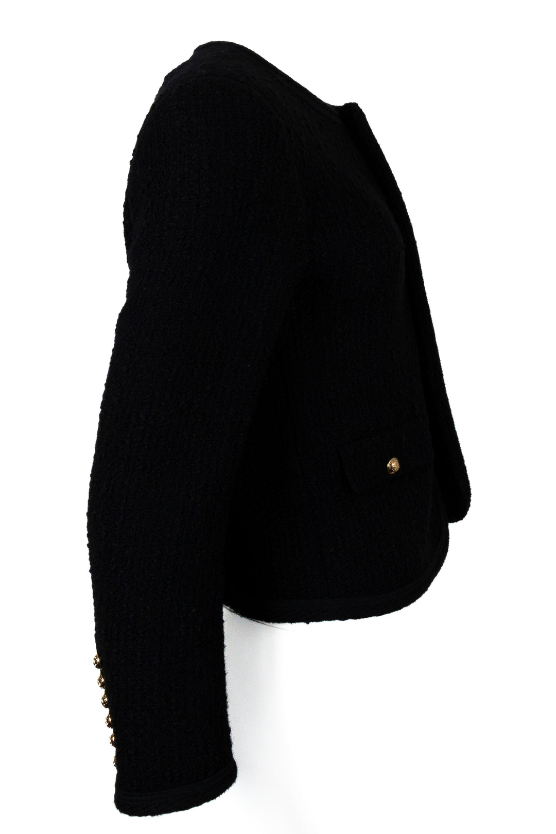CELINE Half Buttoned Boucle Jacket Black