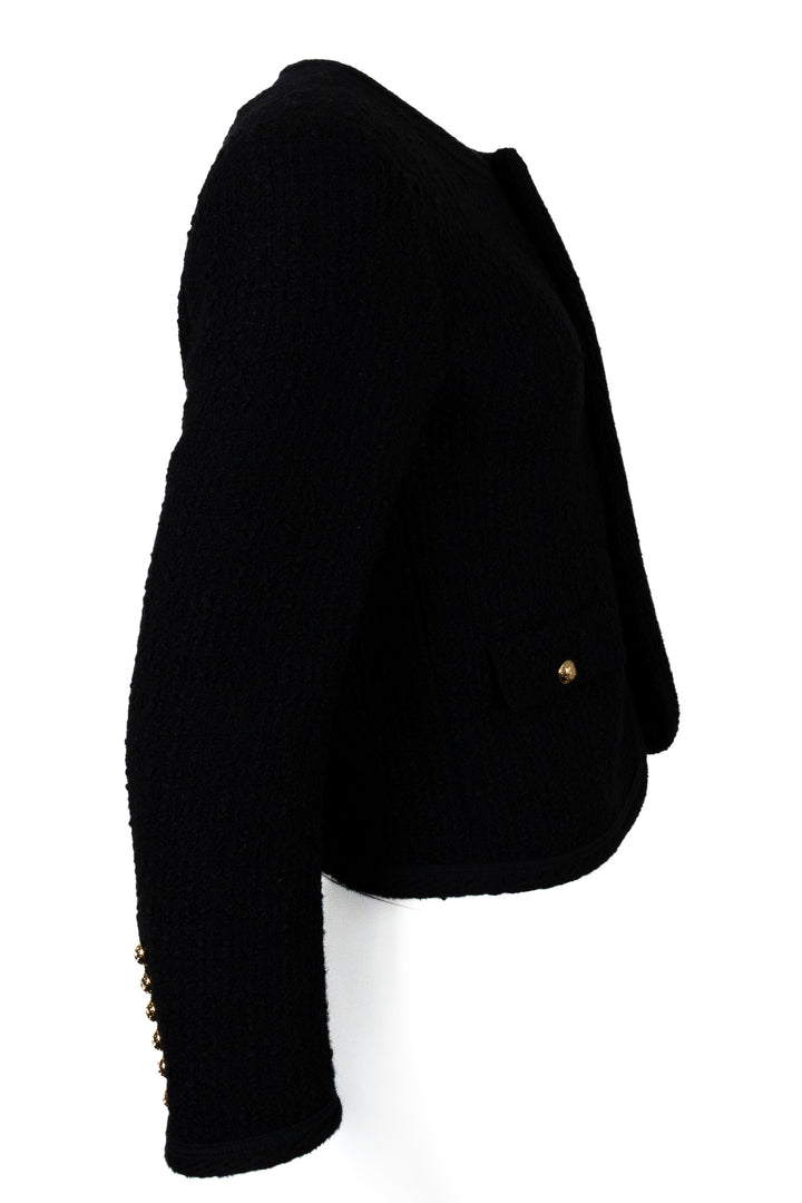 CELINE Half Buttoned Boucle Jacket Black