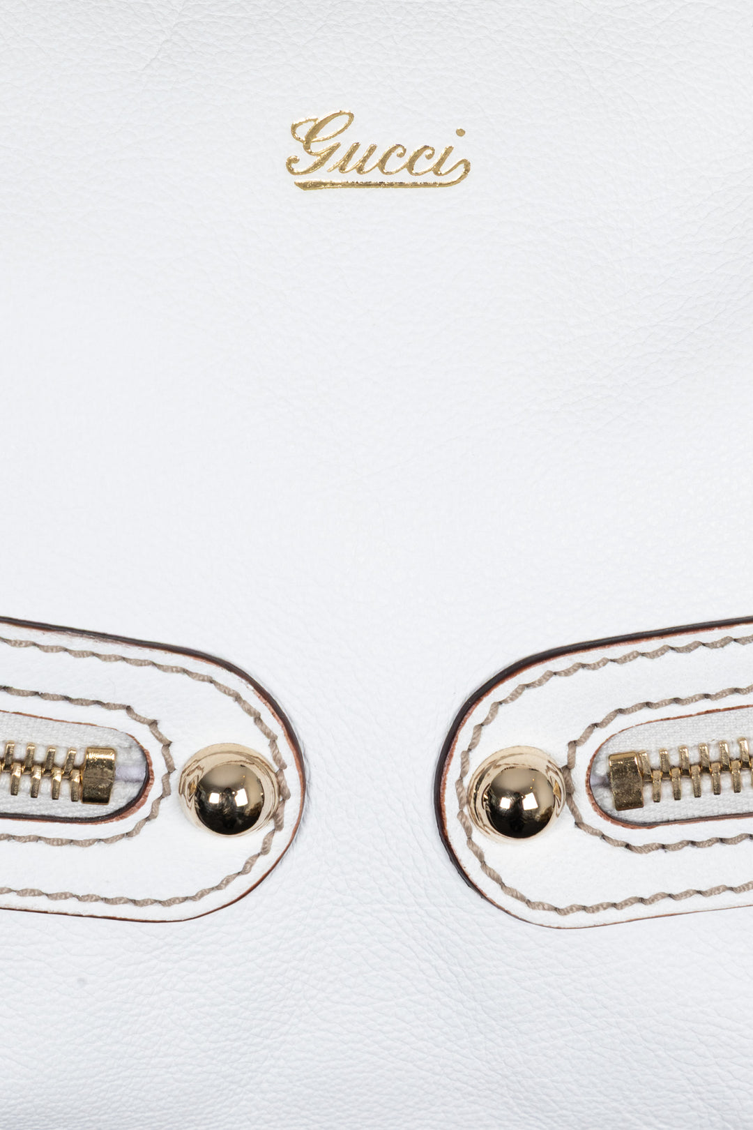 GUCCI Small Capri Bowler Chain Bag Leather White
