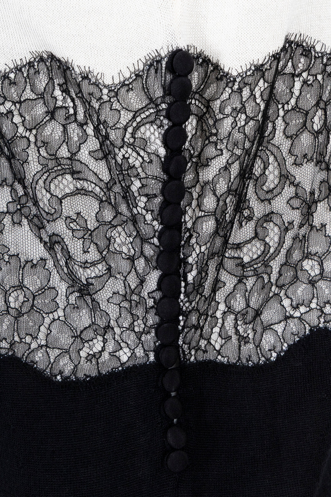 CHRISTIAN DIOR Top sans manches à détails floraux Dentelle Ivoire Noir