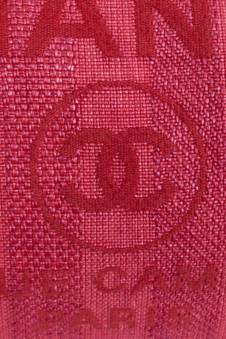 CHANEL Cabas Deauville moyen toile enduite rouge