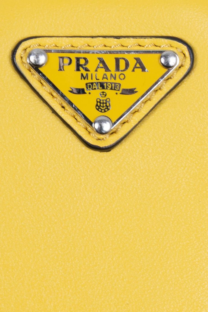 PRADA Triangle Crossbody Bag Leather Yellow