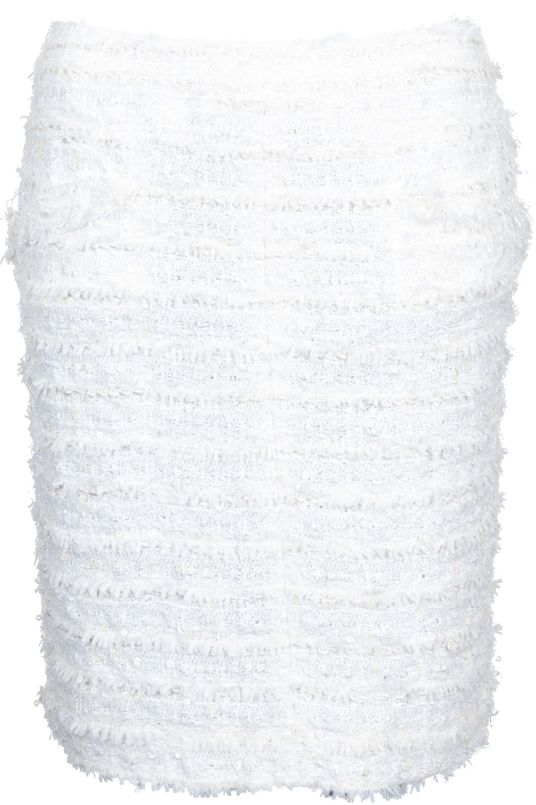 CHANEL 2005 Sequin Striped Tweed Skirt Ivory