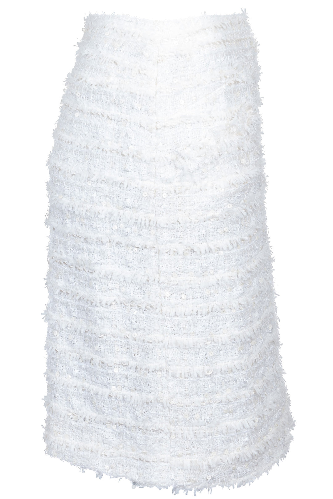 CHANEL 2005 Sequin Striped Tweed Skirt Ivory