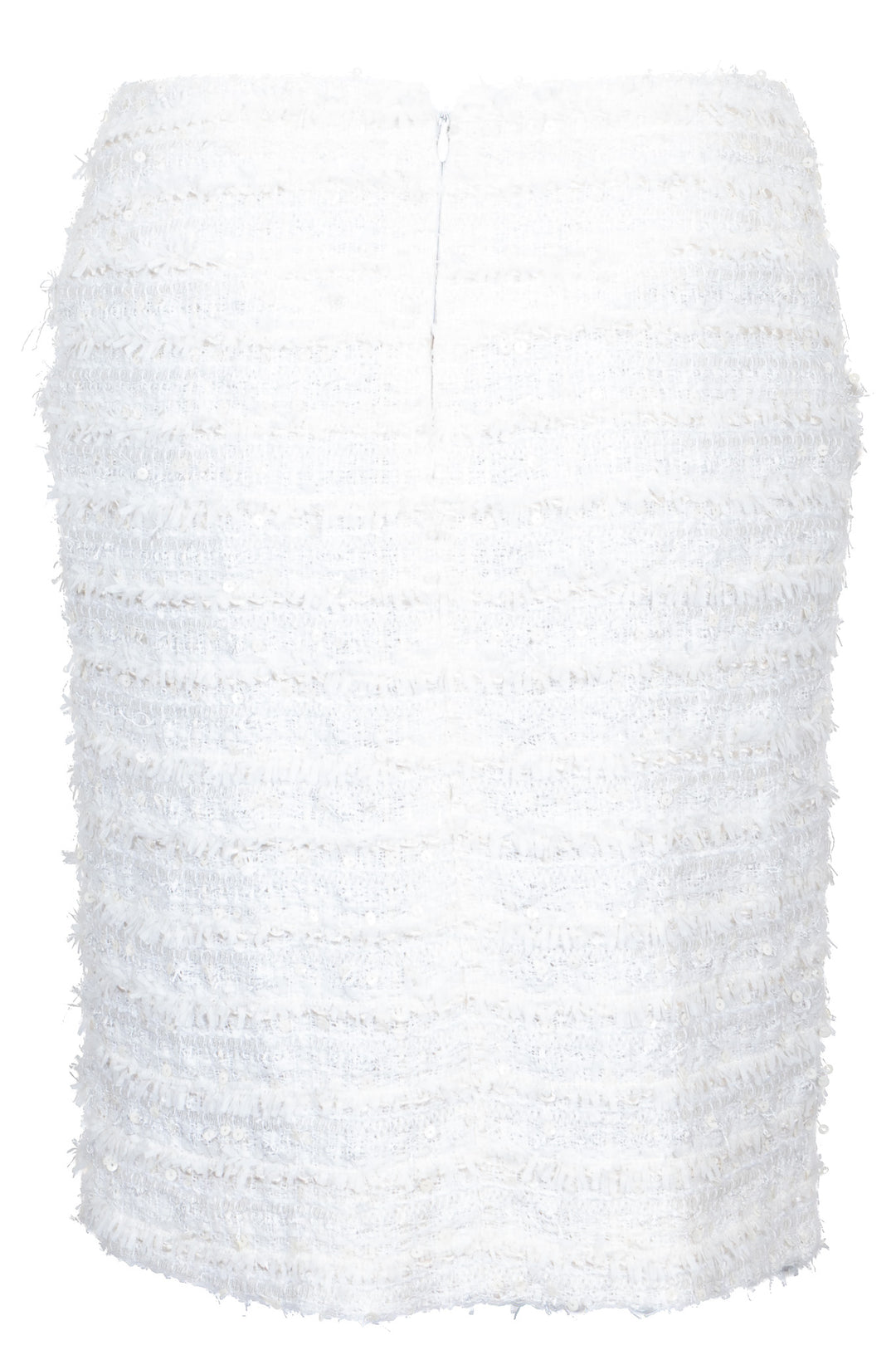 CHANEL 2005 Sequin Striped Tweed Skirt Ivory