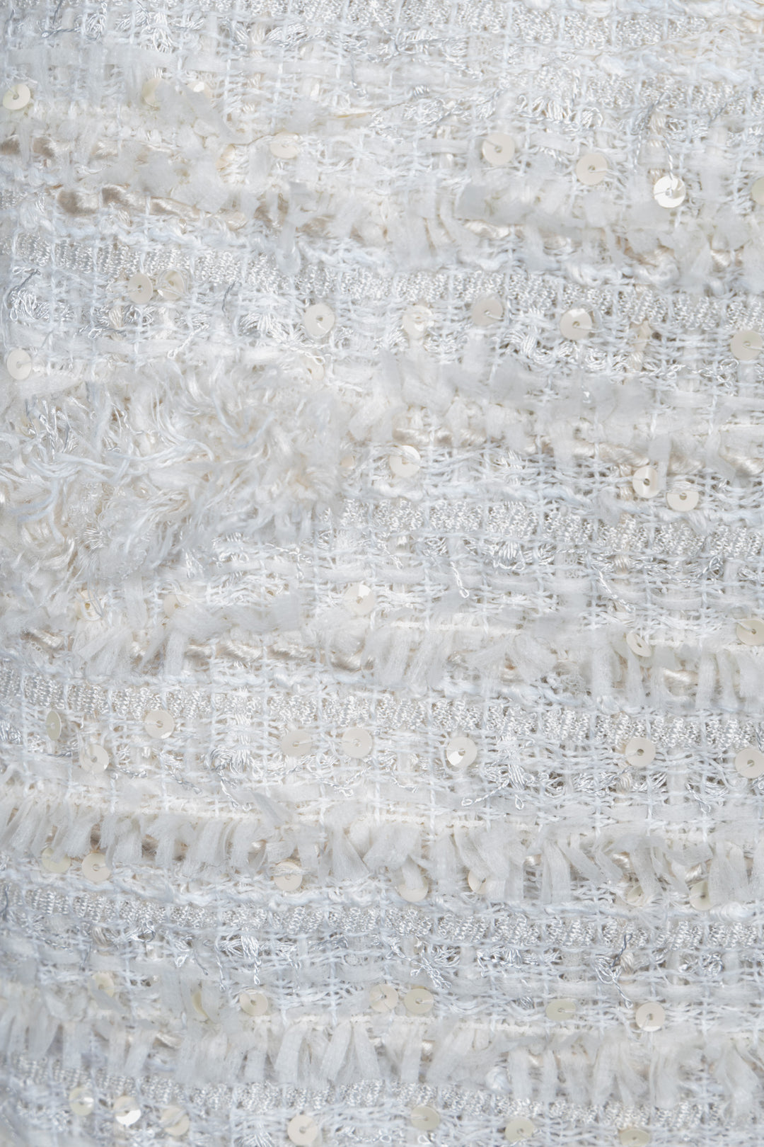 CHANEL 2005 Sequin Striped Tweed Skirt Ivory