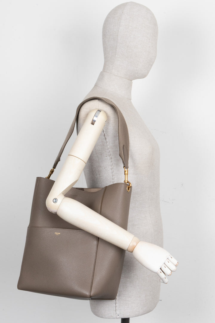 CELINE Medium Sangle Bucket Bag Taupe
