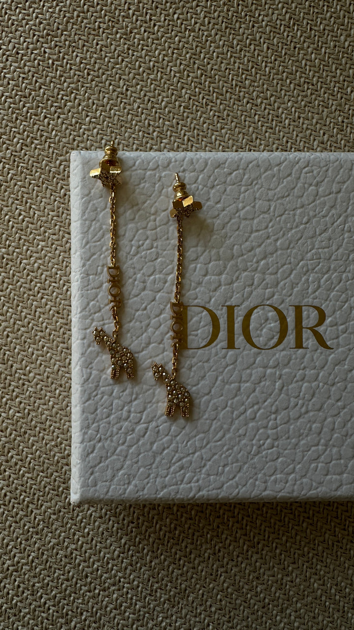 CHRISTIAN DIOR Giraffe Earrings Gold