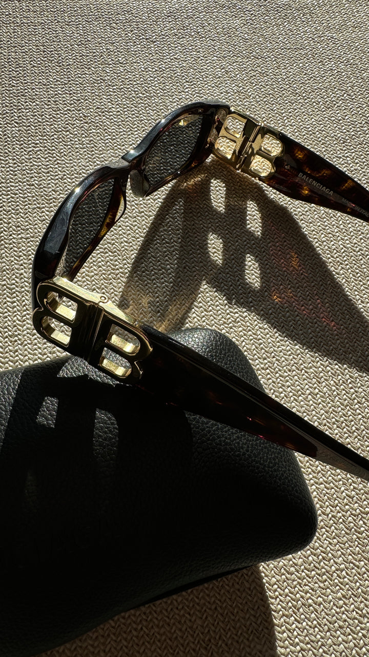 BALENCIAGA B Logo Sunglasses Tortoiseshell BB0096S