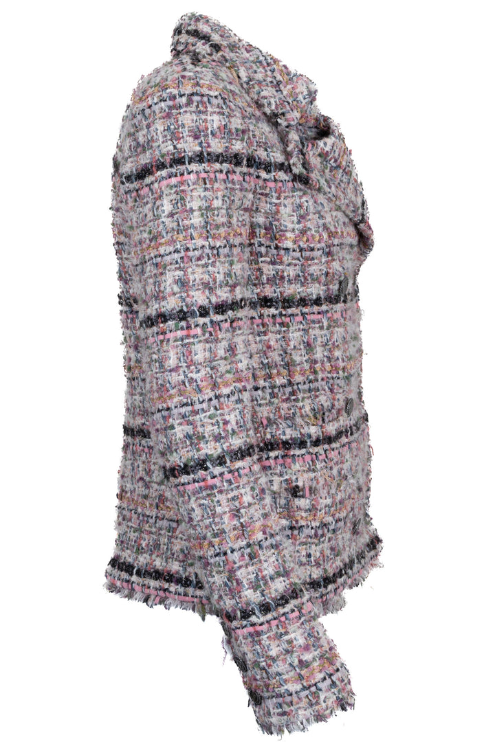 CHANEL 2005 Double Breasted Jacket Tweed Pink Multicolor